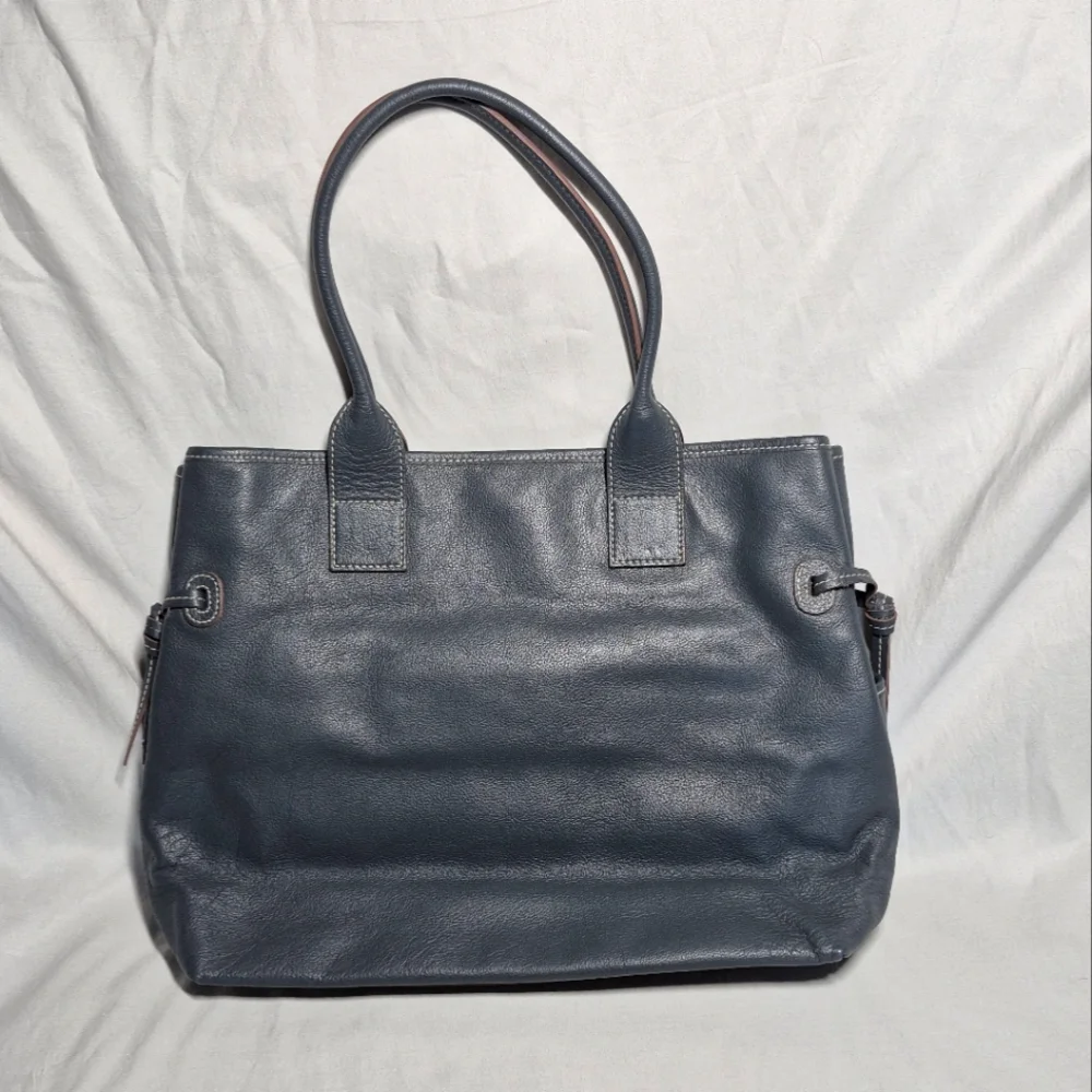 Dooney & Bourke large gray leather Crescent tote shoulder bag purse laptop bag - Picture 2 of 14